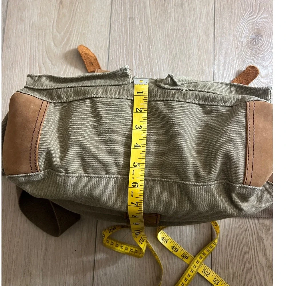 Sechunk Vintage Military Leather Canvas Laptop Bag Messenger BagKhaki Green